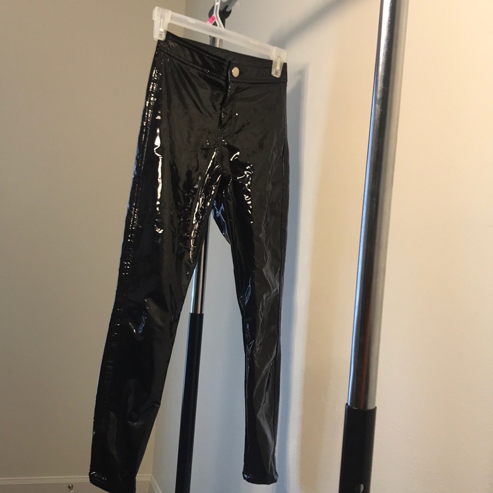 Black vinyl pants